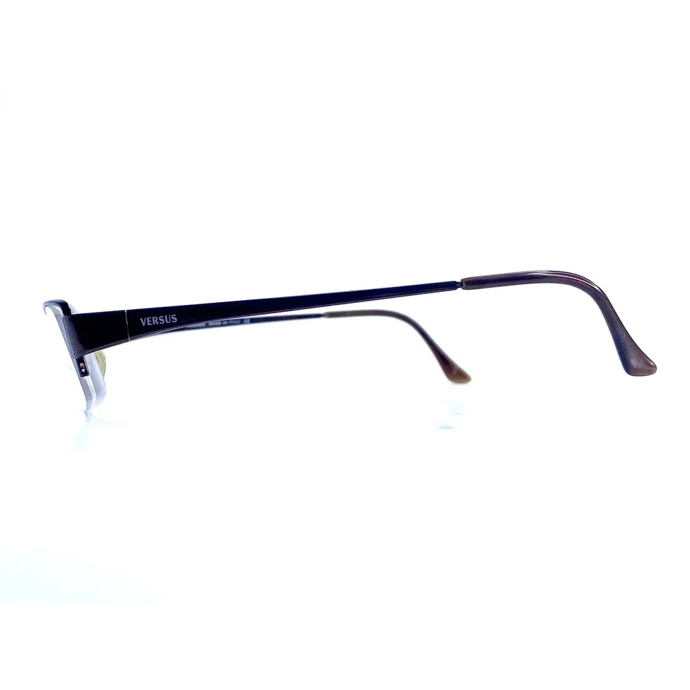 Versace Versus Brown Metal Rectangular Oval Half Rim Glasses MOD 7006 1006